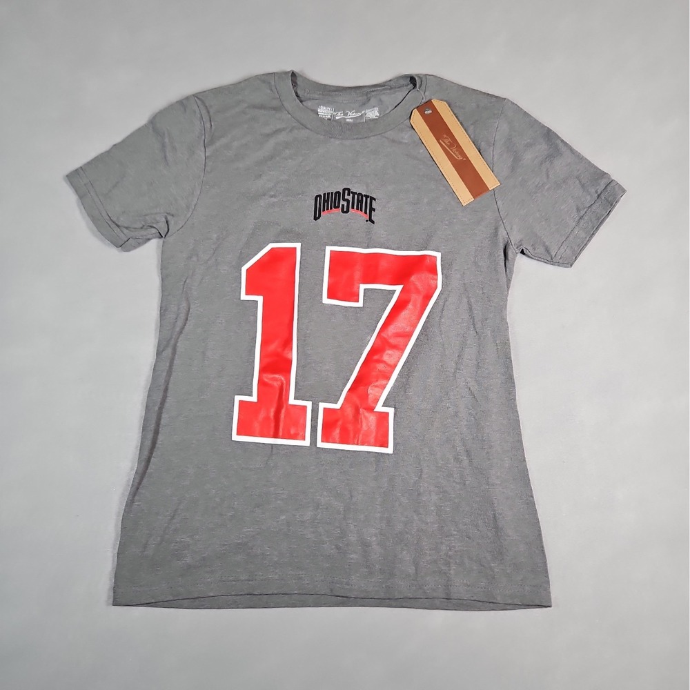 The Victory Ohio State Carnell Tate #17 Youth Gray T Shirt Size Small NWT